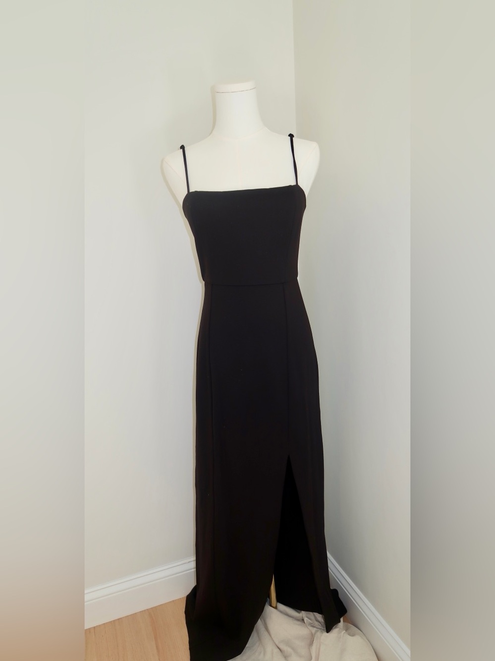 NBD Black Spaghetti-Strap Evening Dress.
